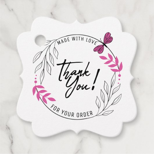 ピンクバタフライのご注文ありがとうございます フェイバータグ (正面)