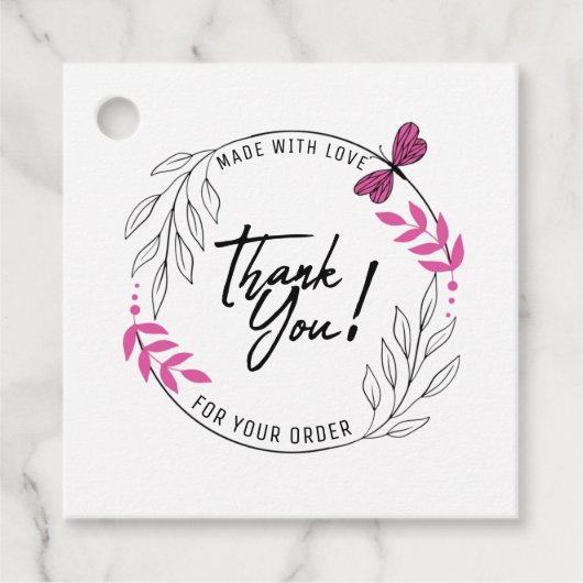 ピンクバタフライのご注文ありがとうございます フェイバータグ (正面)