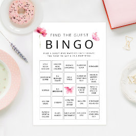 ピンクバタフライはゲストビンゴゲームカードを見つける 招待状