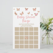 ピンクバタフライをテーマにしたビンゴベビーシャワーゲーム 便箋 (スタンド正面)