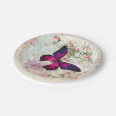 ピンクバタフライアンドシャビーヴィンテージバラ ペーパープレート (アングル)