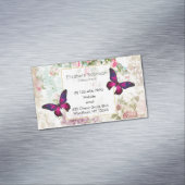 ピンクバタフライアンドシャビーヴィンテージバラ マグネット名刺 (インサイチュ)