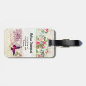ピンクバタフライアンドシャビーヴィンテージバラ ラゲッジタグ (裏面横)