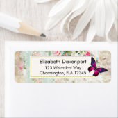 ピンクバタフライアンドシャビーヴィンテージバラ ラベル (インサイチュ)