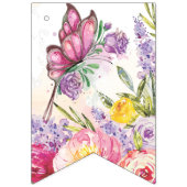 ピンクバタフライウォーターカラーフローラ誕生日 バンティングフラッグ (第1の旗)