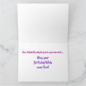 ピンクバタフライエンジェルハッピーバースデービッグカード カード (内部)