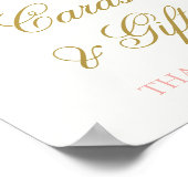 ピンクバタフライカードとギフトサイン ポスター (角)