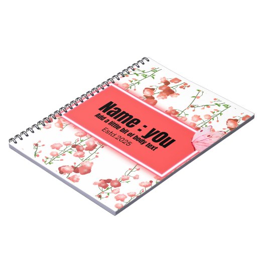 ピンクバタフライガーデニア ノートブック (左側)