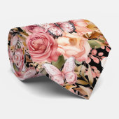 ピンクバタフライガーデンフローラネックタイ ネクタイ (ロール)