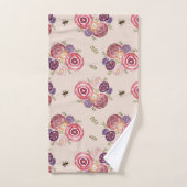 ピンクバタフライガーデン絵画ビーのバスタオルセット バスタオルセット (ハンドタオル)