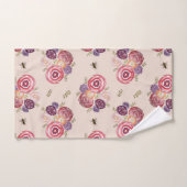 ピンクバタフライガーデン絵画ビーのバスタオルセット バスタオルセット (ハンドタオル)