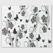 ピンクバタフライガーデン ラッピングペーパー (フラット)