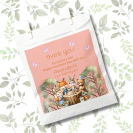 ピンクバタフライガールウッドランドアニマルズ1st誕生日 フェイバーバッグ