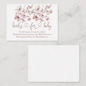 ピンクバタフライガール赤ちゃんシャワーベビー エンクロージャーカード (正面/裏面)