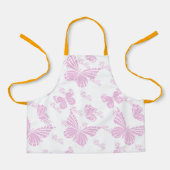 ピンクバタフライキッズかわいい女の子の名前 エプロン (正面)
