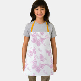 ピンクバタフライキッズかわいい女の子の名前 エプロン