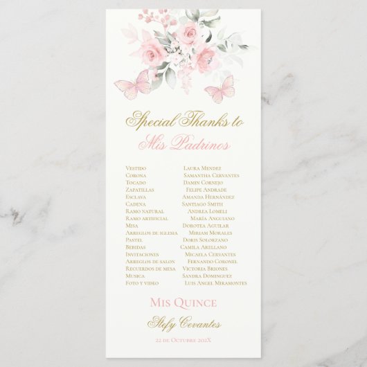 ピンクバタフライキンセアニラ プログラム (裏面)