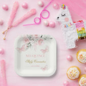 ピンクバタフライキンセアニラ ペーパープレート (パーティー)