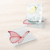 ピンクバタフライコースター ガラスコースター (アングル)