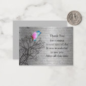 ピンクバタフライサンキューカード ノートカード (正面/裏面インサイチュ)