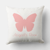 ピンクバタフライシルエットデザイン(パーソナライズされた) クッション (裏面)
