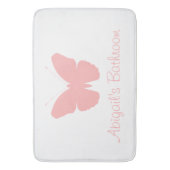 ピンクバタフライシルエットデザイン(パーソナライズされた) バスマット (正面縦)