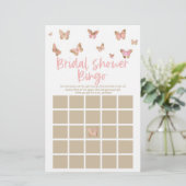 ピンクバタフライテーマのビンゴブライダルシャワーゲーム 便箋 (スタンド正面)