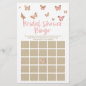 ピンクバタフライテーマのビンゴブライダルシャワーゲーム 便箋 (正面)