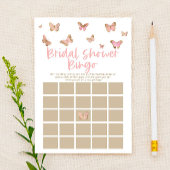 ピンクバタフライテーマのビンゴブライダルシャワーゲーム 便箋