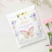 ピンクバタフライテーマフローラガール誕生日 フェイバーバッグ (封をした状態)