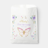 ピンクバタフライテーマフローラガール誕生日 フェイバーバッグ (正面)