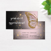 ピンクバタフライデザインオンブラックアポイントメントカード (デスク)