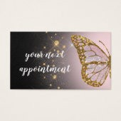ピンクバタフライデザインオンブラックアポイントメントカード (正面)