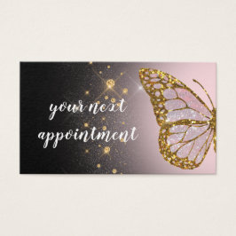 ピンクバタフライデザインオンブラックアポイントメントカード