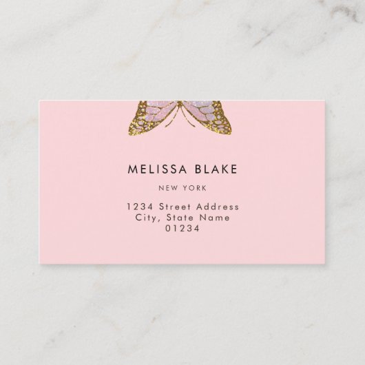 ピンクバタフライデザイン 名刺 (裏面)