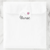 ピンクバタフライナースギフトティー ラウンドシール (バッグ)