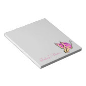 ピンクバタフライノートパッド ノートパッド (アングル)