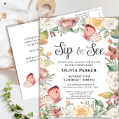 ピンクバタフライバラフローラベビーガールSIPと参照 インビテーションポストカード