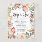 ピンクバタフライバラフローラベビーガールSIPと参照 インビテーションポストカード (正面)