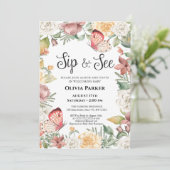 ピンクバタフライバラフローラベビーガールSIPと参照 招待状 (スタンド正面)