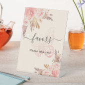 ピンクバタフライバラベージュパンパの好意のサイン 台座サイン (インサイチュ)