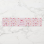 ピンクバタフライバースデーパーティーウォーターボトルラベル ペットボトルラベル (シングルラベル)