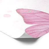 ピンクバタフライバースデーパーティー歓迎ポスター ポスター (角)