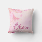 ピンクバタフライパーソナライズされたガールズクッション クッション (正面)