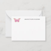 ピンクバタフライパーソナライズされたノートカード ノートカード (正面)