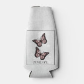 ピンクバタフライパーソナライズされたフローラクールボトル ボトルクーラー (正面)