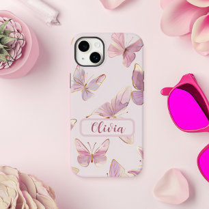 ピンクバタフライパーソナライズされたiPhoneケース Case-Mate iPhone 14 Plusケース