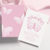 ピンクバタフライファースト誕生日招待状 招待状
