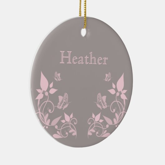 ピンクバタフライフローラオーナメント セラミックオーナメント (右)