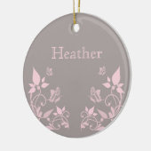 ピンクバタフライフローラオーナメント セラミックオーナメント (左)